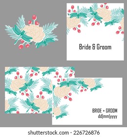 Wedding invitation cards with floral elements