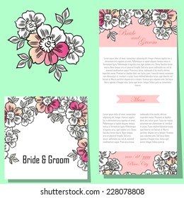 Wedding invitation cards with floral elements