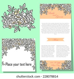 Wedding invitation cards with floral elements