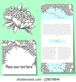 Wedding invitation cards with floral elements