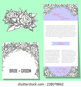 Wedding invitation cards with floral elements