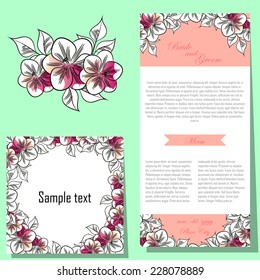 Wedding invitation cards with floral elements