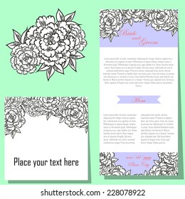 Wedding invitation cards with floral elements