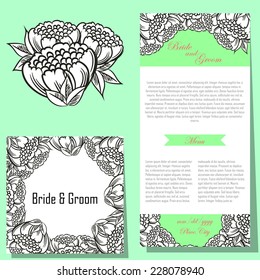 Wedding invitation cards with floral elements