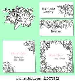 Wedding invitation cards with floral elements