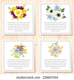 Wedding invitation cards with floral elements