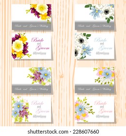 Wedding invitation cards with floral elements