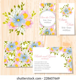 Wedding invitation cards with floral elements