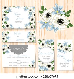 Wedding invitation cards with floral elements