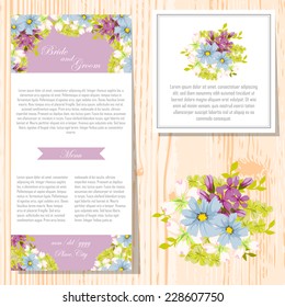 Wedding invitation cards with floral elements