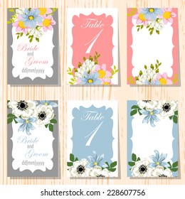 Wedding invitation cards with floral elements