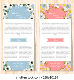 Wedding invitation cards with floral elements