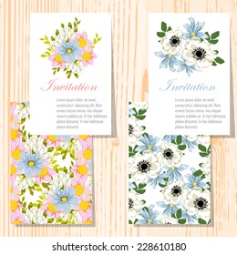 Wedding invitation cards with floral elements