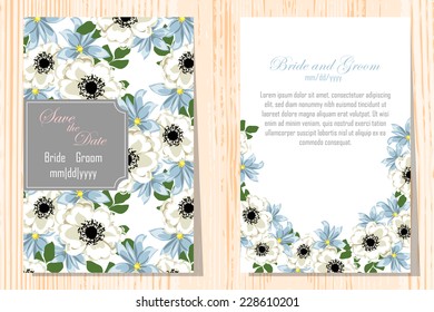 Wedding invitation cards with floral elements