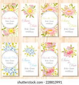 Wedding invitation cards with floral elements