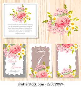 Wedding invitation cards with floral elements