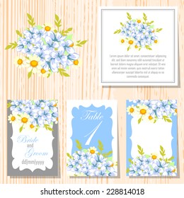 Wedding invitation cards with floral elements