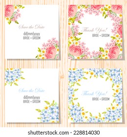 Wedding invitation cards with floral elements