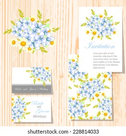 Wedding invitation cards with floral elements