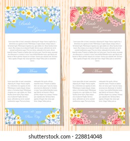 Wedding invitation cards with floral elements