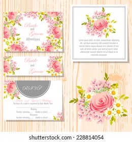 Wedding invitation cards with floral elements
