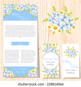 Wedding invitation cards with floral elements