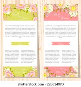 Wedding invitation cards with floral elements