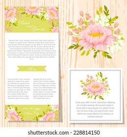 Wedding invitation cards with floral elements