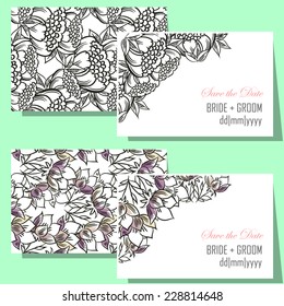 Wedding invitation cards with floral elements