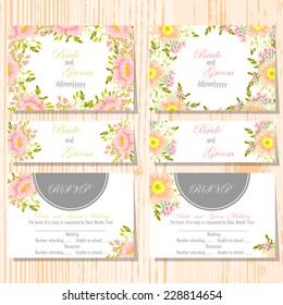 Wedding invitation cards with floral elements