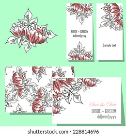 Wedding invitation cards with floral elements