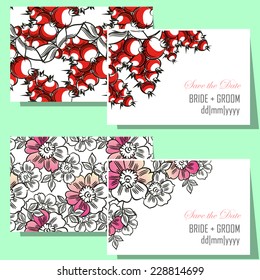 Wedding invitation cards with floral elements