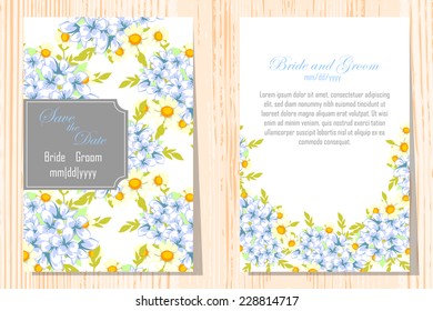 Wedding invitation cards with floral elements