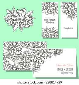 Wedding invitation cards with floral elements