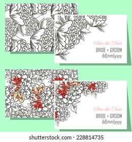 Wedding invitation cards with floral elements