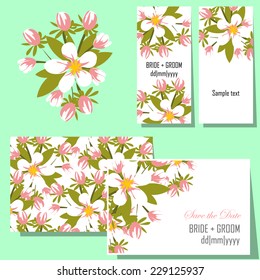 Wedding invitation cards with floral elements