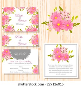 Wedding invitation cards with floral elements