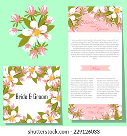 Wedding invitation cards with floral elements