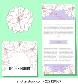 Wedding invitation cards with floral elements.