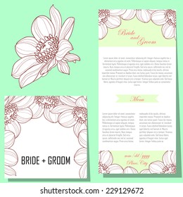 Wedding invitation cards with floral elements.
