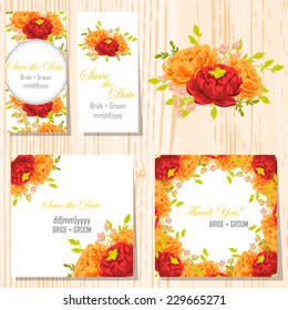 Wedding invitation cards with floral elements