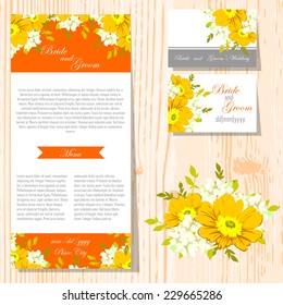 Wedding invitation cards with floral elements