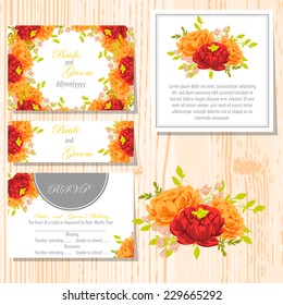 Wedding invitation cards with floral elements
