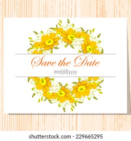Wedding invitation cards with floral elements
