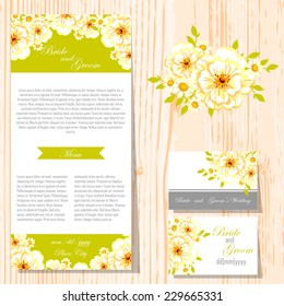 Wedding invitation cards with floral elements