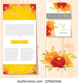Wedding invitation cards with floral elements