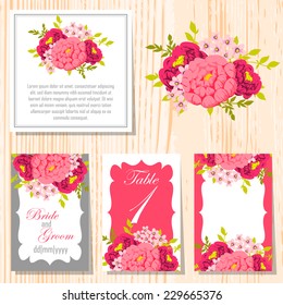 Wedding invitation cards with floral elements