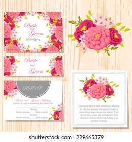 Wedding invitation cards with floral elements