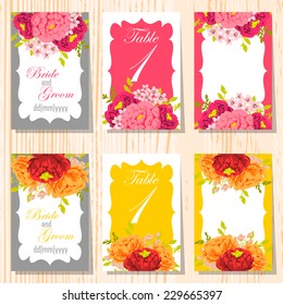 Wedding invitation cards with floral elements