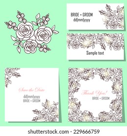 Wedding invitation cards with floral elements